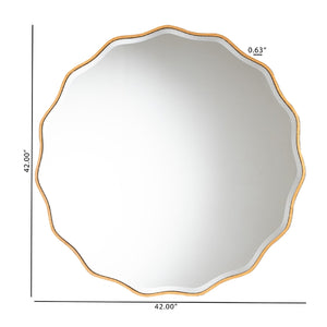 Modern European furniture - Gold Scalloped Round Mirror - www.oroa.com
