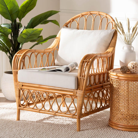 Modern European furniture - Bohemian Rattan Padded Lounge Chair - www.oroa.com