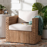 Modern European furniture - Woven Seagrass Curved Accent Chair - www.oroa.com