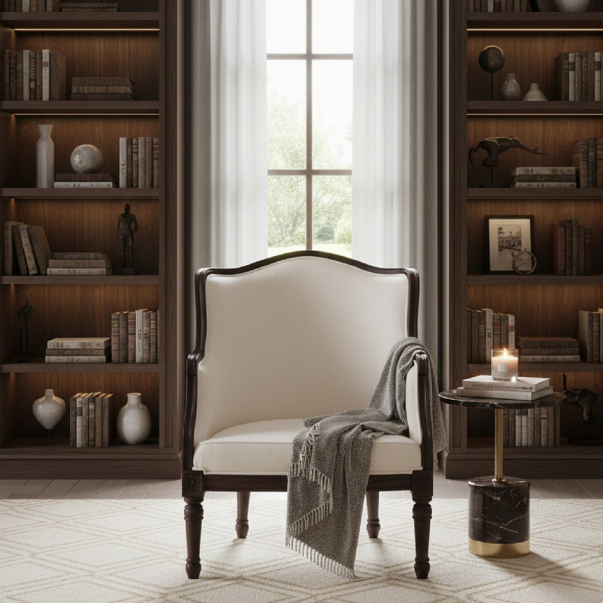 Modern European furniture - Beige Traditional French Accent Chair - www.oroa.com