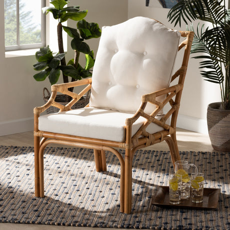 Natural Rattan Cushioned Accent Chair | Novi Living Sonia