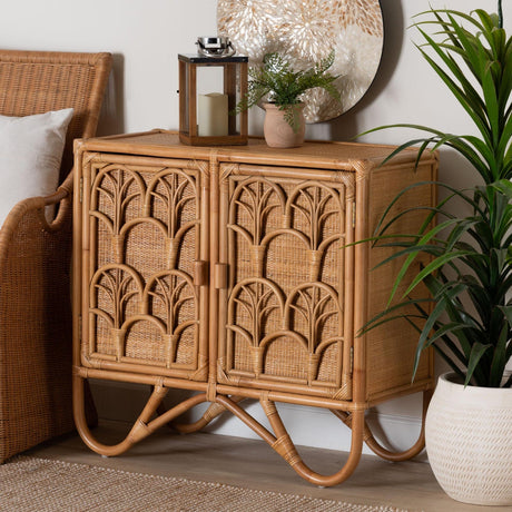 Modern European furniture - Geometrical Rattan 2 Door Cabinet - www.oroa.com
