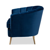 Modern European furniture - Channeled Blue Velvet Accent Chair - www.oroa.com