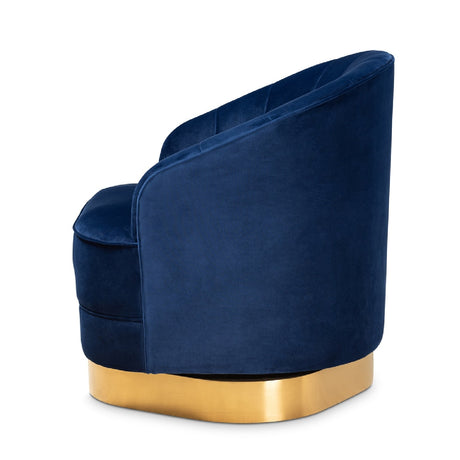 Modern European furniture - Blue Vevet Swivel Accent Chair - www.oroa.com