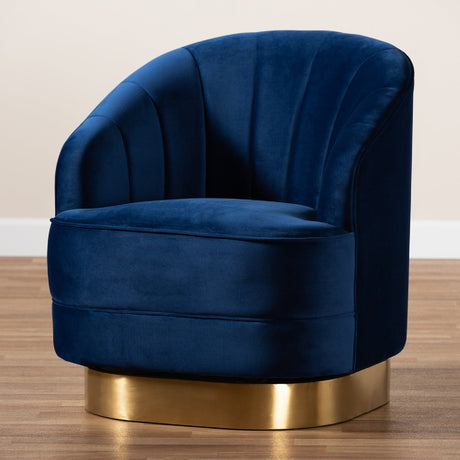 Modern European furniture - Blue Vevet Swivel Accent Chair - www.oroa.com