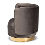 Modern European furniture - Velvet Curved Swivel Chair - www.oroa.com