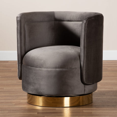 Modern European furniture - Velvet Curved Swivel Chair - www.oroa.com