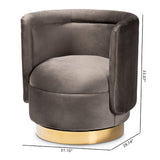 Modern European furniture - Velvet Curved Swivel Chair - www.oroa.com
