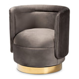 Modern European furniture - Velvet Curved Swivel Chair - www.oroa.com
