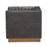 Modern European furniture - Gray Velvet Channeled Accent Chair - www.oroa.com