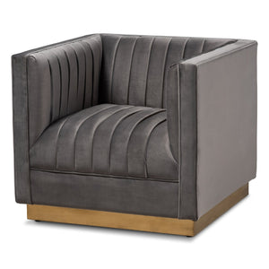   Modern European furniture - Gray Velvet Channeled Accent Chair - www.oroa.com | Oroa.com