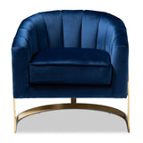 Modern European furniture - Blue Velvet Accent Chair - www.oroa.com
