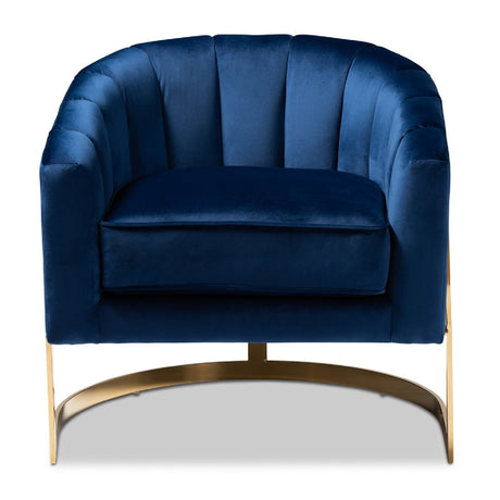 Modern European furniture - Blue Velvet Accent Chair - www.oroa.com
