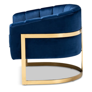 Modern European furniture - Blue Velvet Accent Chair - www.oroa.com
