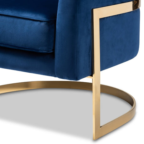 Modern European furniture - Blue Velvet Accent Chair - www.oroa.com
