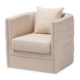 Modern European furniture - Tufted Beige Swivel Chair - www.oroa.com