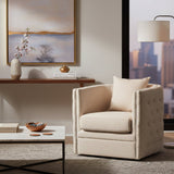 Modern European furniture - Tufted Beige Swivel Chair - www.oroa.com