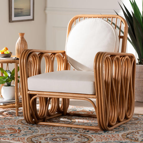 Square-Armed Rattan Accent Chair | Novi Living Tiramisu