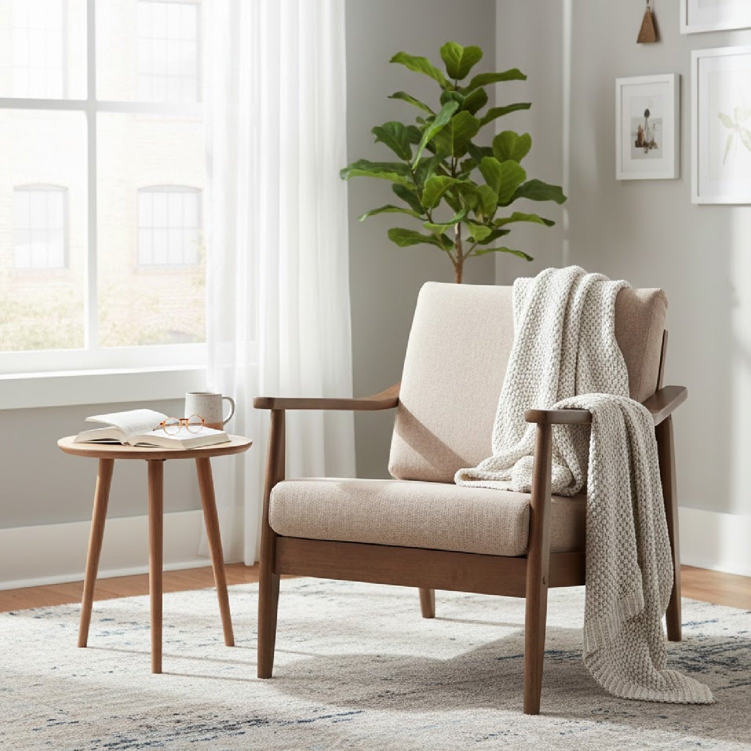Walnut Framed Lounge Chair | Bali Loom Venza | OROA