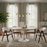 Modern European furniture - White Boucle Curved Dining Chairs 2 - www.oroa.com