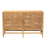 Modern European furniture - Mahogany Framed Rattan Cabinet - www.oroa.com