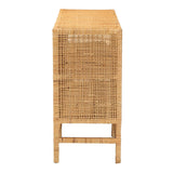 Modern European furniture - Mahogany Framed Rattan Cabinet - www.oroa.com