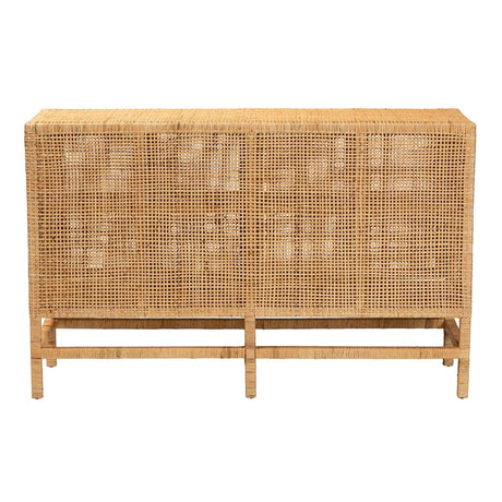 Modern European furniture - Mahogany Framed Rattan Cabinet - www.oroa.com