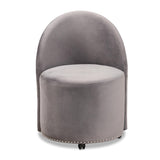 Modern European furniture - Studded Velvet Rolling Accent Chair - www.oroa.com