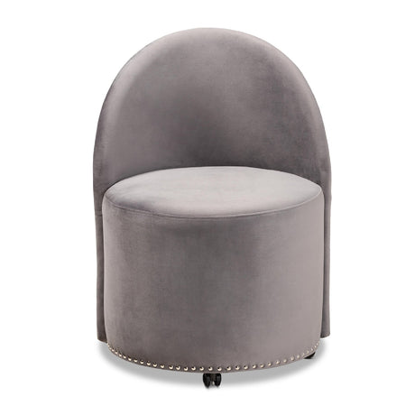Modern European furniture - Studded Velvet Rolling Accent Chair - www.oroa.com