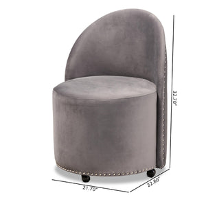 Studded Velvet Rolling Accent Chair | Bali Loom Bethel | Oroa.com
