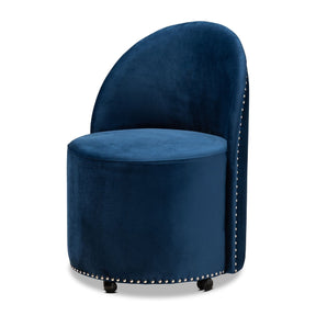 Modern European furniture - Studded Velvet Rolling Accent Chair - www.oroa.com