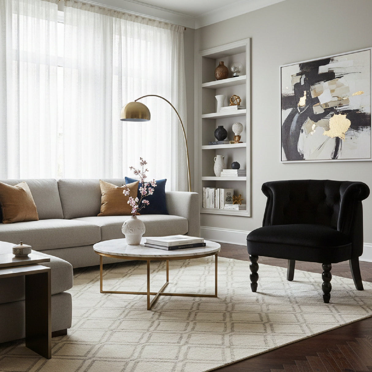   Black Velvet Vanity Accent Chair | Oroa.com