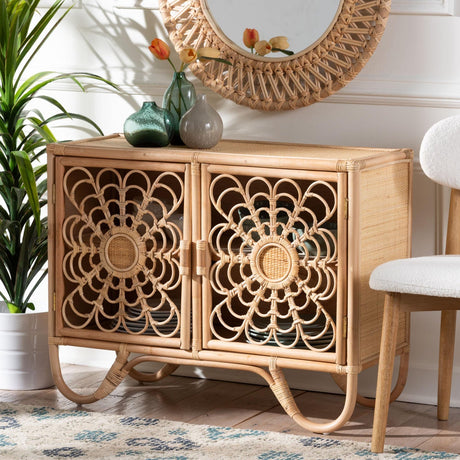 Modern European furniture - Floral Woven 2 Door Cabinet - www.oroa.com