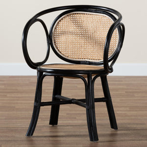 Modern European furniture - Black Framed Rattan Dining Chair - www.oroa.com