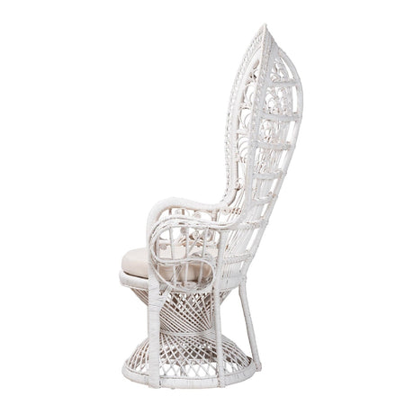 Modern European furniture - White Rattan Peacock Chair - www.oroa.com