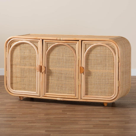 Modern European furniture - Handcrafted Rattan 3 Door Cabinet - www.oroa.com