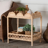 Modern European furniture -Rattan Scalloped 2 Tier End Table - www.oroa.com