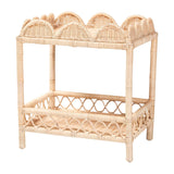 Modern European furniture -Rattan Scalloped 2 Tier End Table - www.oroa.com