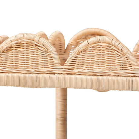 Modern European furniture -Rattan Scalloped 2 Tier End Table - www.oroa.com