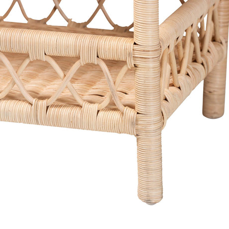Modern European furniture -Rattan Scalloped 2 Tier End Table - www.oroa.com