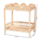 Modern European furniture -Rattan Scalloped 2 Tier End Table - www.oroa.com