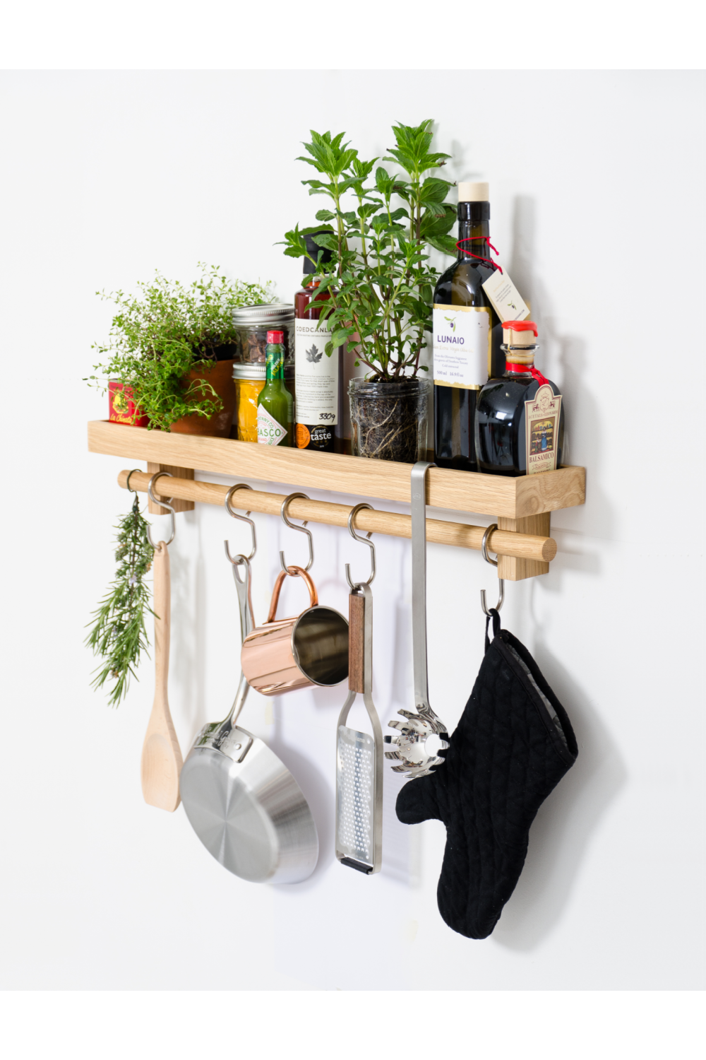 5-Hook Wooden Utensils Shelf | Wireworks | Oroa.com