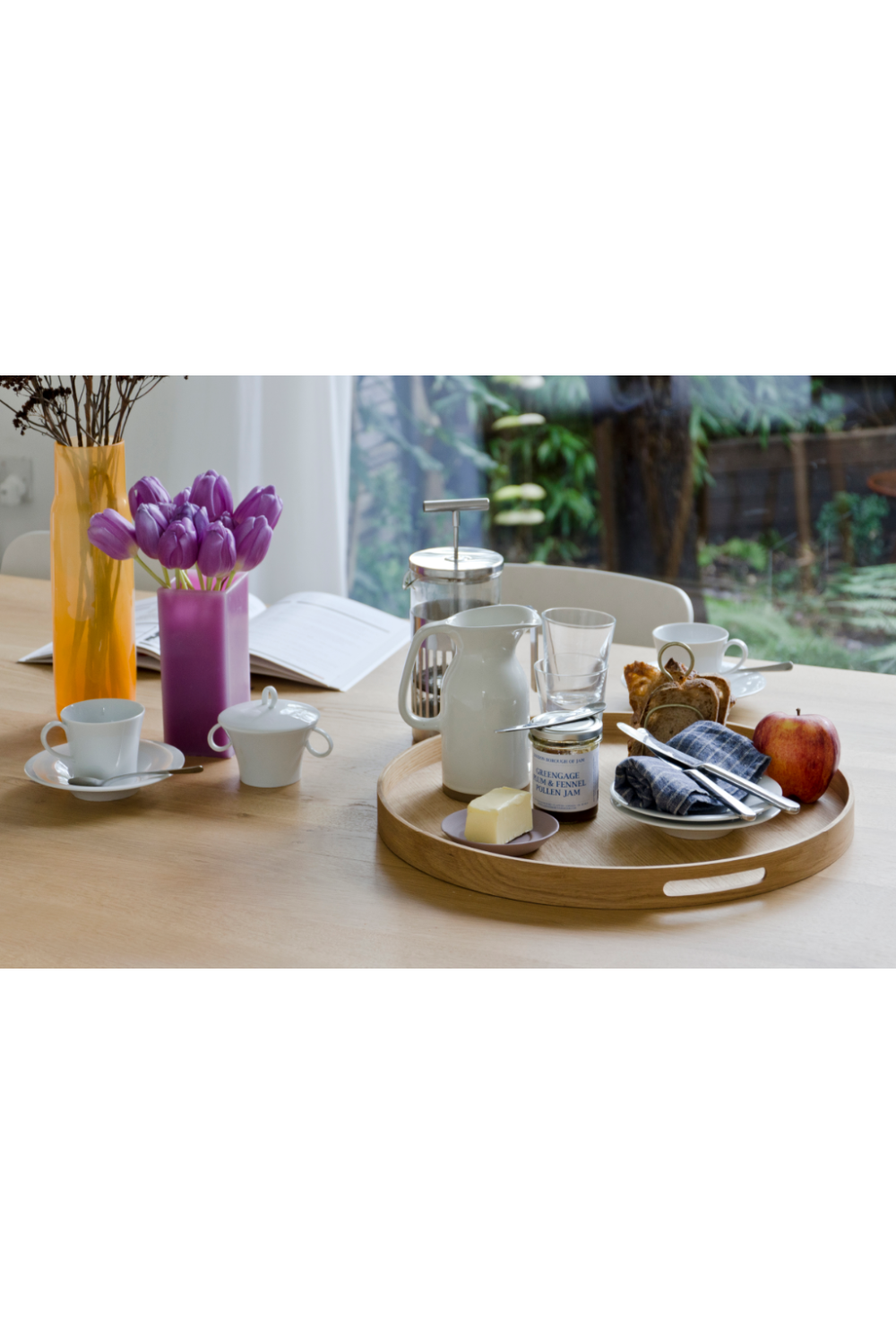Wooden Round Tray | Wireworks Busboy 450 | Oroa.com