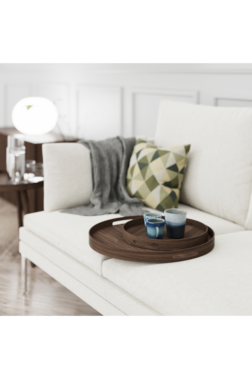 Wooden Round Tray | Wireworks Busboy 450 | Oroa.com