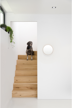 Oak Wooden Round Wall Mirror | Wireworks Glance 310 | Oroa.com