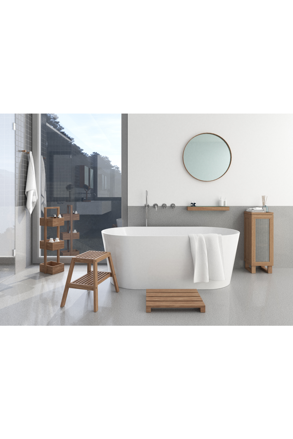 Oak Wooden Round Wall Mirror | Wireworks Glance 660 | Oroa.com