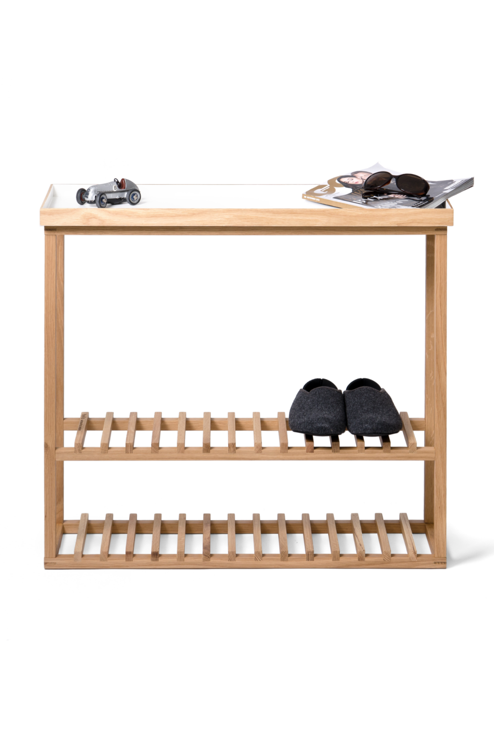 White Rectangular Console Table with Storage | Wireworks Hello | Oroa.com