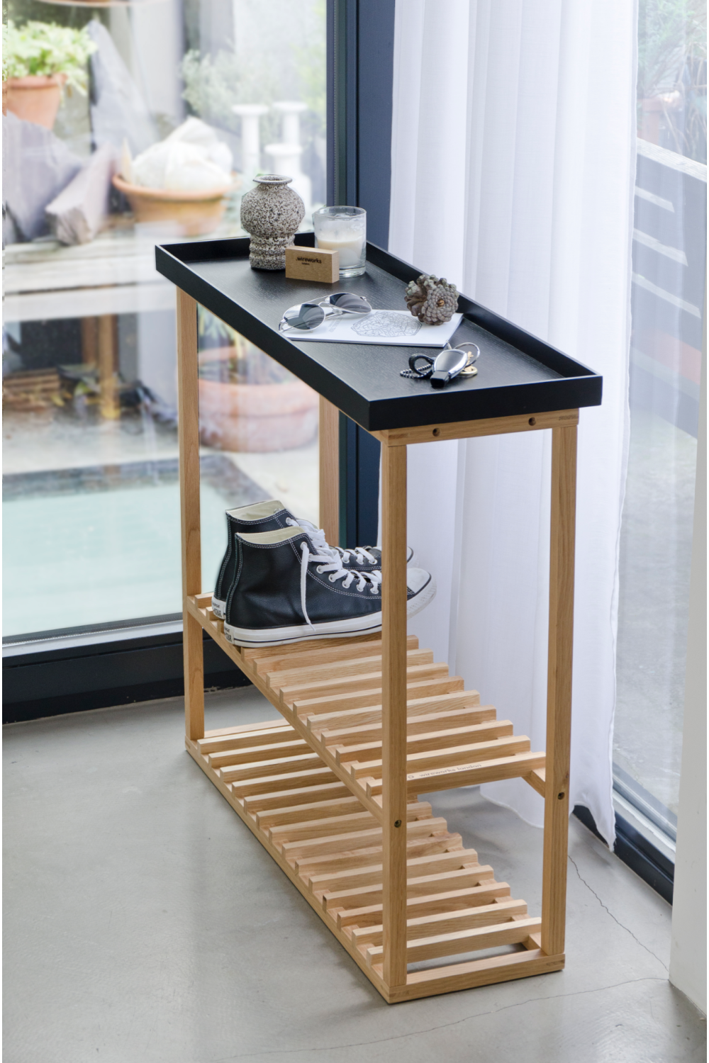 Black Rectangular Console Table with Storage | Wireworks Hello | Oroa.com