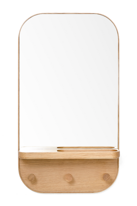 Oak Wooden Wall Storage Mirror | Wireworks Silent | Oroa.com