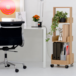   Three-Shelf Wheeled Wood Mini Bookcase | Oroa.com